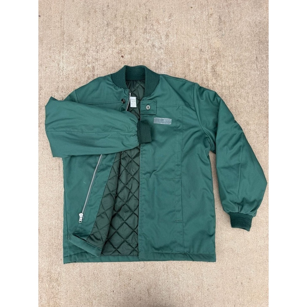 Corcraft Bomber Work Jacket Mens L Green Quilted Lined Zip Up 3711 Utility